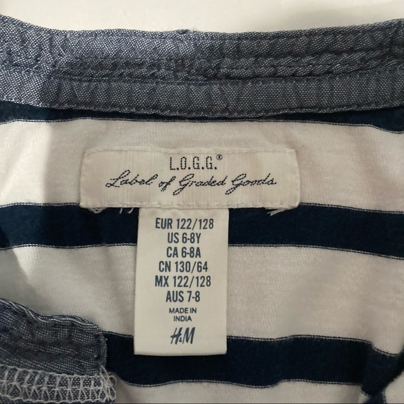 LOGG HM Boys Shirt Sz 6-8y Black & White Stripe - Picture 3 of 3